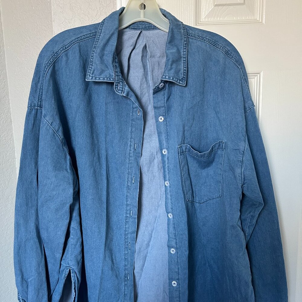 Unbranded Women's Button Down Long Sleeve Denim Shirt - Large